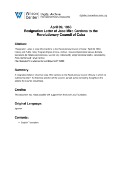 April 09, 1963 Resignation Letter of Jose Miro Cardona to the
