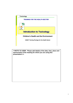 Introduction to toxicology