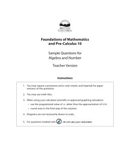 FMP10 Sample Questions for Algebra and Number