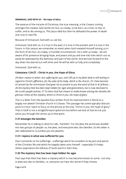Page 1 of 5 IMMANUEL, GOD WITH US