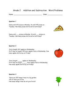 Addition and Subtraction Word Problems Second