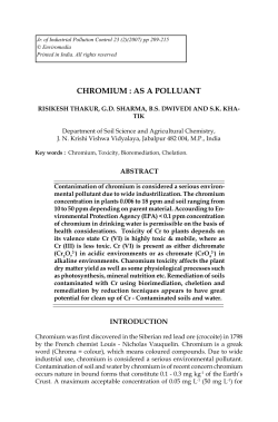 chromium : as a polluant - Journal of Industrial Pollution Control
