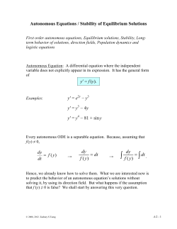 Autonomous Equations / Stability of Equilibrium Solutions