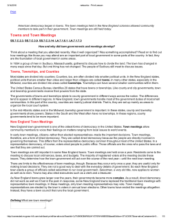 Towns and Town Meetings Townships and Villages