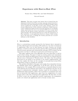 Experiences with Host-to-Host IPsec