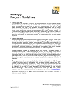 ONE Mortgage Program Guidelines