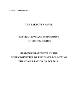 THE TAKEOVER PANEL RESTRICTIONS AND SUSPENSIONS OF