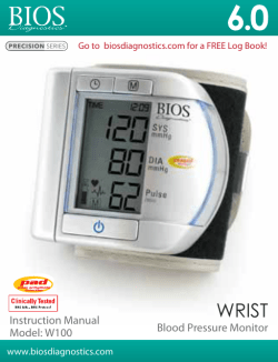 Blood Pressure Monitor Instruction Manual Model: W100