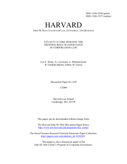Good Faith as Loyalty - Harvard Law School