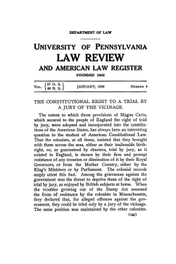 The Constitutional Right to a Trial by a Jury of the Vicinage