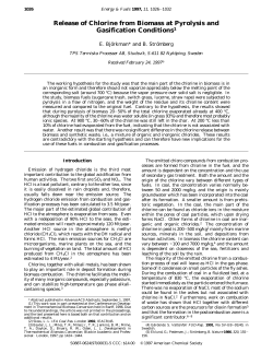 Release of Chlorine from Biomass at Pyrolysis and Gasification