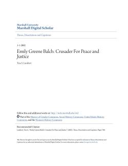 Emily Greene Balch: Crusader For Peace and Justice