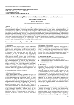 54 Factors influencing labour turnover in departmental stores: A