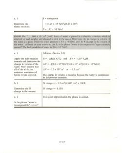 Detennine the elastic modulus. E = stress/strain Apply the bulk