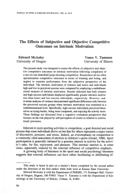 The Effects of Subjective and Objective Competitive Outcomes on