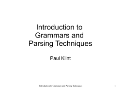 Introduction to Grammars and Parsing Techniques