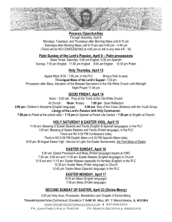 Penance Opportunities Palm Sunday of the Lord`s Passion, April 9