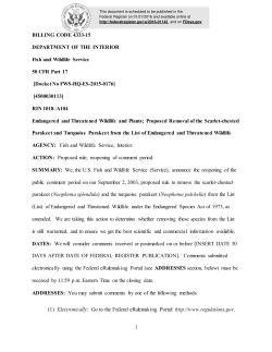 1 BILLING CODE 4333-15 DEPARTMENT OF THE INTERIOR Fish