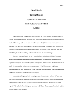 Sarah Beach `Editing Chaucer`