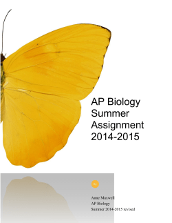 AP Biology Summer Assignment 2014-2015