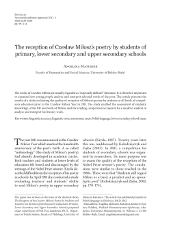 The reception of Czesław Miłosz`s poetry by students of primary