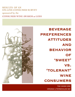 beverage preferences attitudes and behavior of `sweet` vs. `tolerant