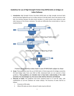 Guidelines for use of High Strength Friction Grip (HSFG) bolts