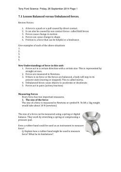 Lesson Balanced versus Unbalanced forces