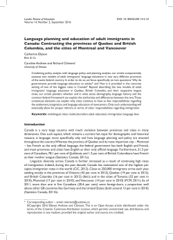 Language planning and education of adult immigrants in Canada