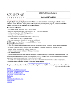 2015 Field Crop Budgets Updated 02/10/2015