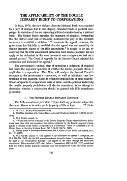 The Applicability of the Double Jeopardy Right to Corporations
