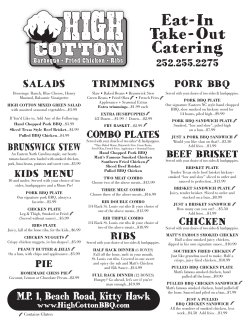 To-Go Menu  - High Cotton BBQ