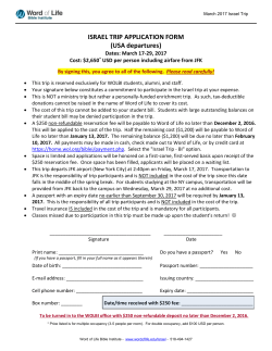 ISRAEL TRIP APPLICATION FORM (USA departures)