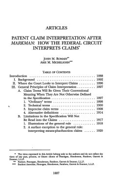 Patent Claim Interpretation After Markman