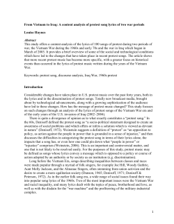 1 From Vietnam to Iraq: A content analysis of protest song lyrics of