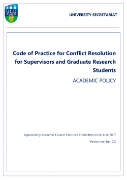 Code of Practice for Conflict Resolution for Supervisors and
