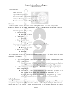 Define pronouns • Explain reflexive pronouns