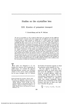 Studies on the Crystalline Lens XIII. Kinetics of Potassium