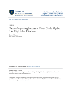 Factors Impacting Success in Ninth Grade Algebra I for High School