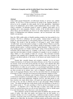 Self-interest, Sympathy and the Invisible Hand: From Adam Smith to