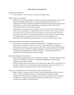 THE LEGISLATIVE BRANCH POWERS OF CONGRESS &bull; Article I