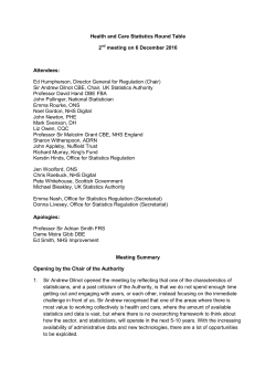 Health and Care Statistics Round Table 2nd meeting on 6