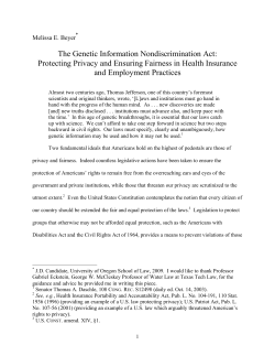 The Genetic Information Non-Discrimination Act: Protecting Privacy