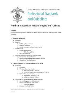 Medical Records in Private Physicians` Offices