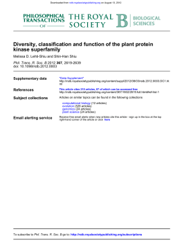 kinase superfamily Diversity, classification and function of the plant