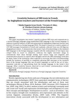 Creativity features of SMS texts in French by Anglophone
