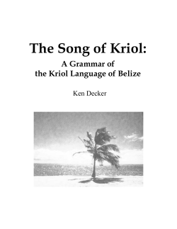 The Song of Kriol: A Grammar of the Kriol