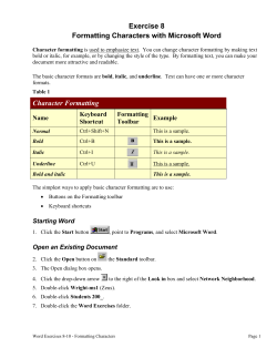 Exercise 8 Formatting Characters with Microsoft Word