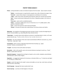POETRY TERMS GRADE 9