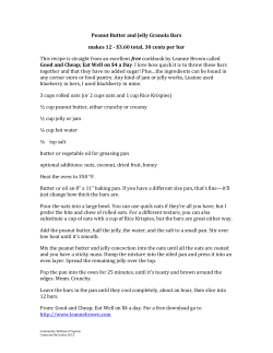 Peanut Butter and Jelly Granola Bars makes 12